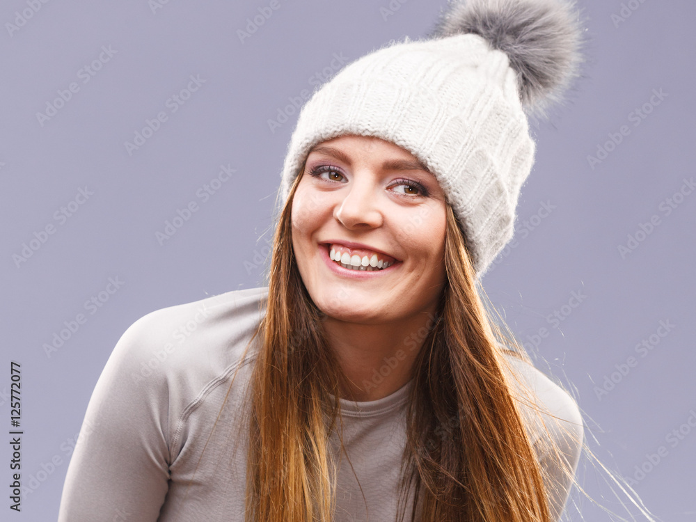 woman in thermal underwear wool cap woman in thermal underwear wool cap