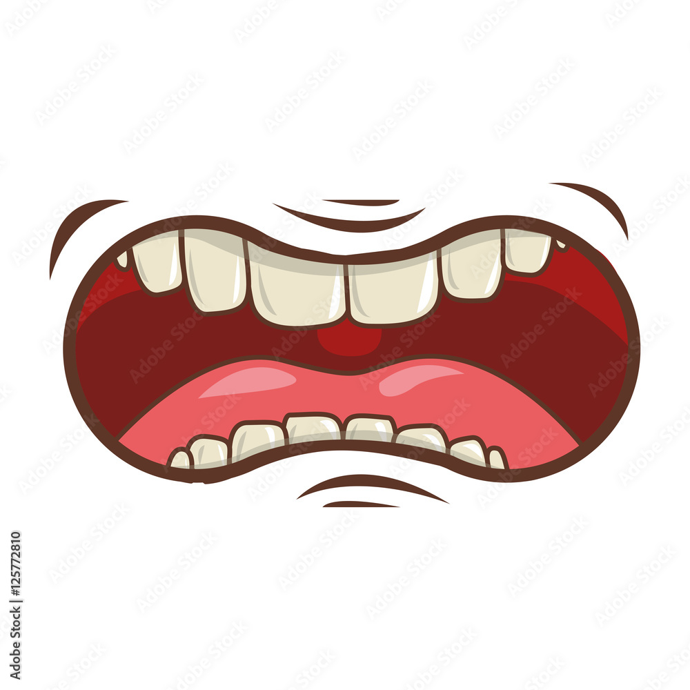 cartoon mouth with teeths with angry expression over white background. vector illustration cartoon mouth with teeths with angry expression over white background. vector illustration