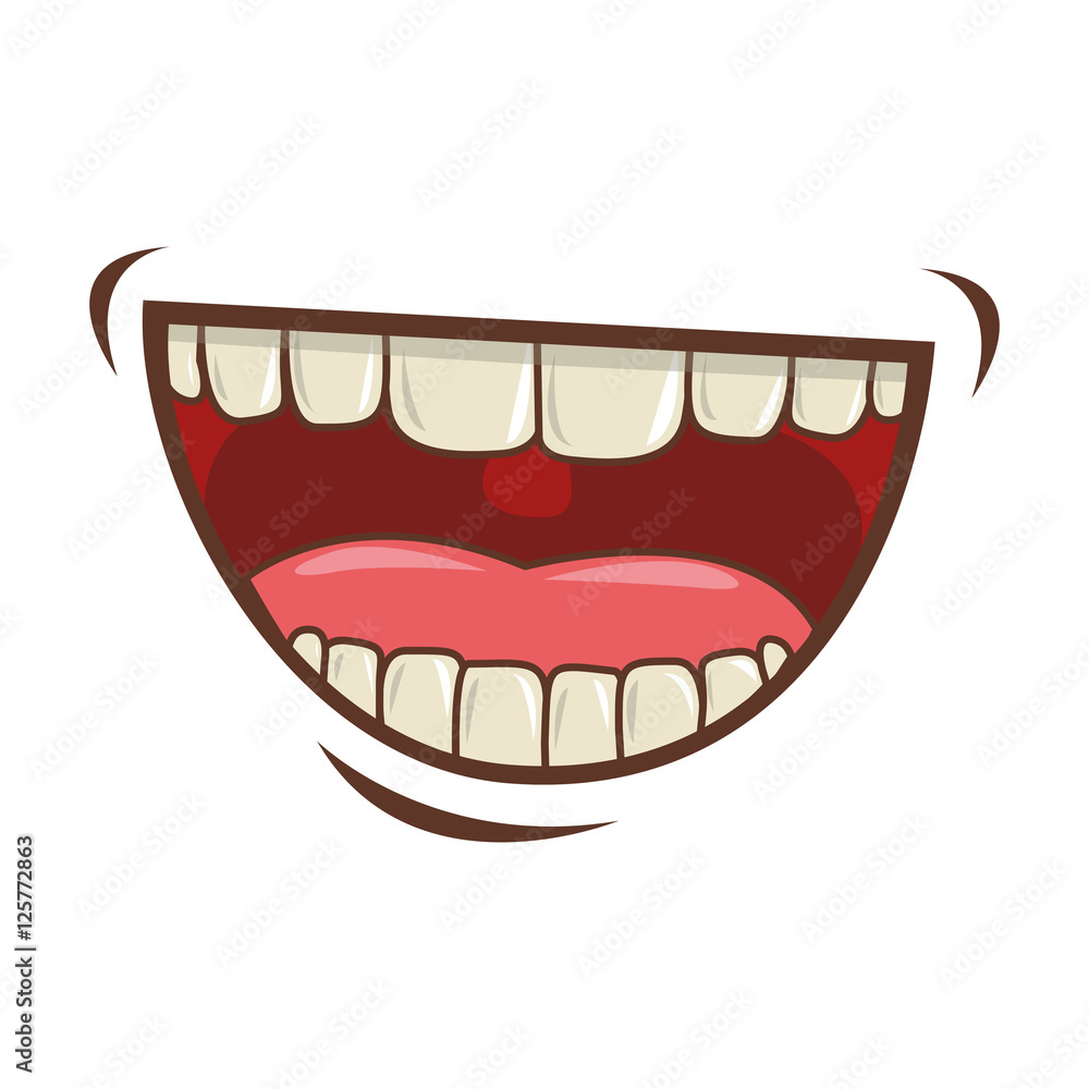 cartoon mouth with teeths with happy expression over white background. vector illustration cartoon mouth with teeths with happy expression over white background. vector illustration