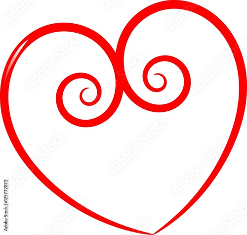 Red spiral heart with little shine