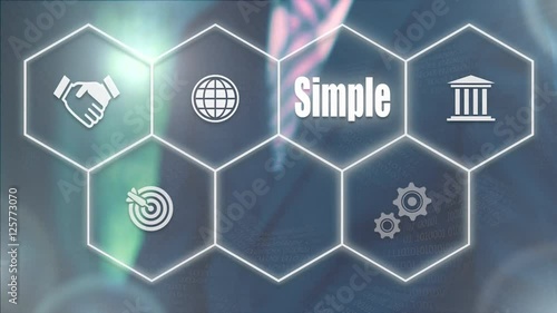 Businessman pressing a Business Simple concept