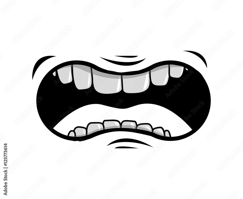 cartoon mouth with teeths with angry expression over white background. vector illustration cartoon mouth with teeths with angry expression over white background. vector illustration