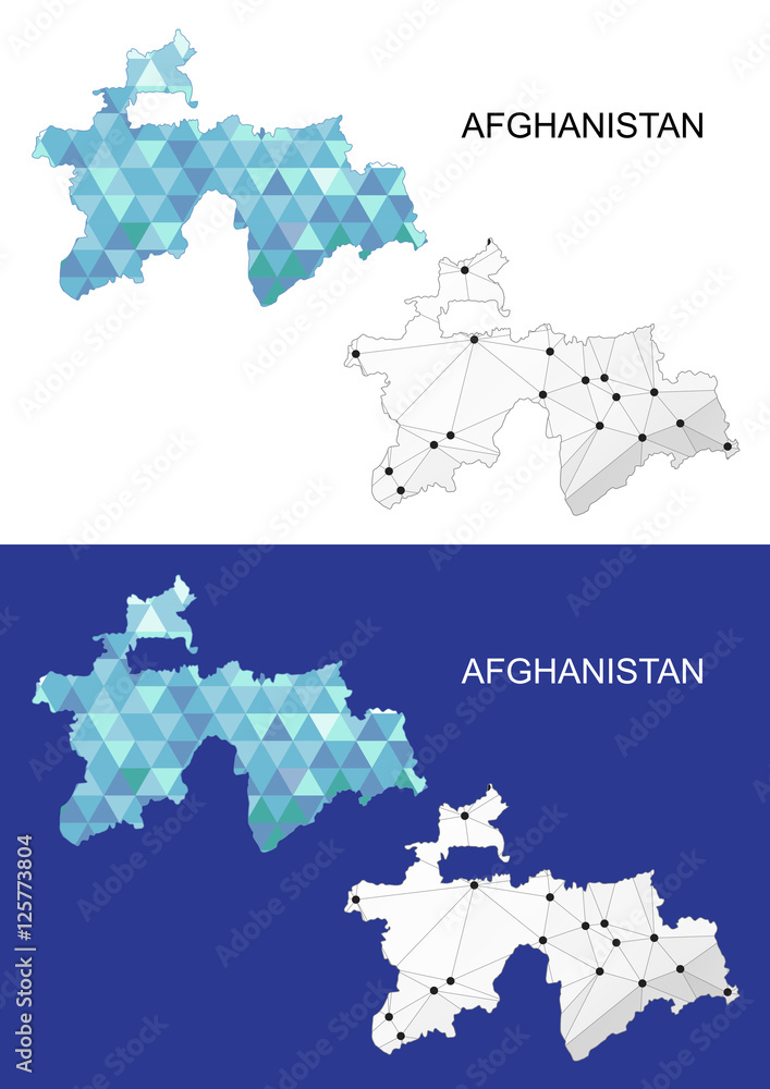Afghanistan map in geometric polygonal style. Abstract gems triangle.