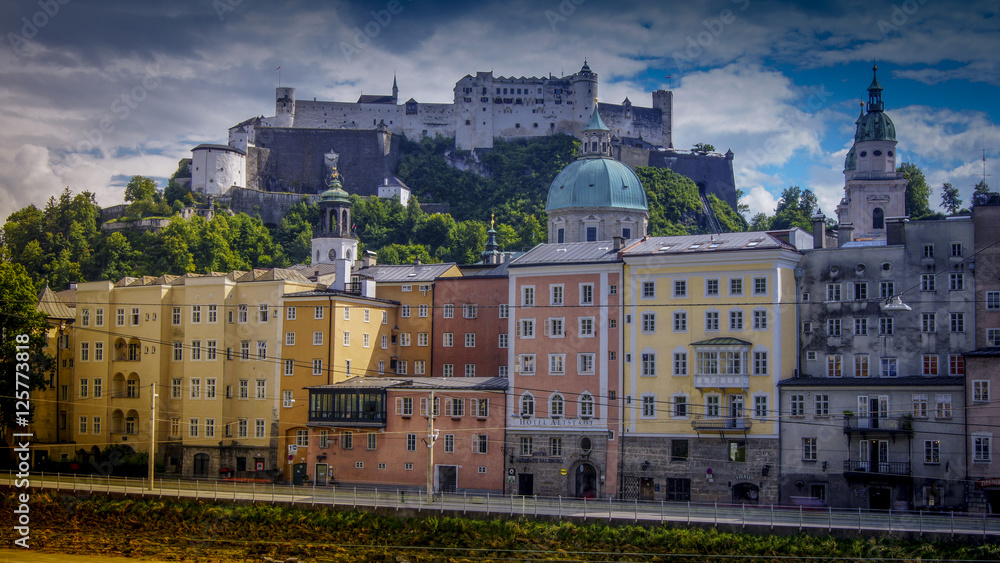 Salzburg cityscape in a summer day