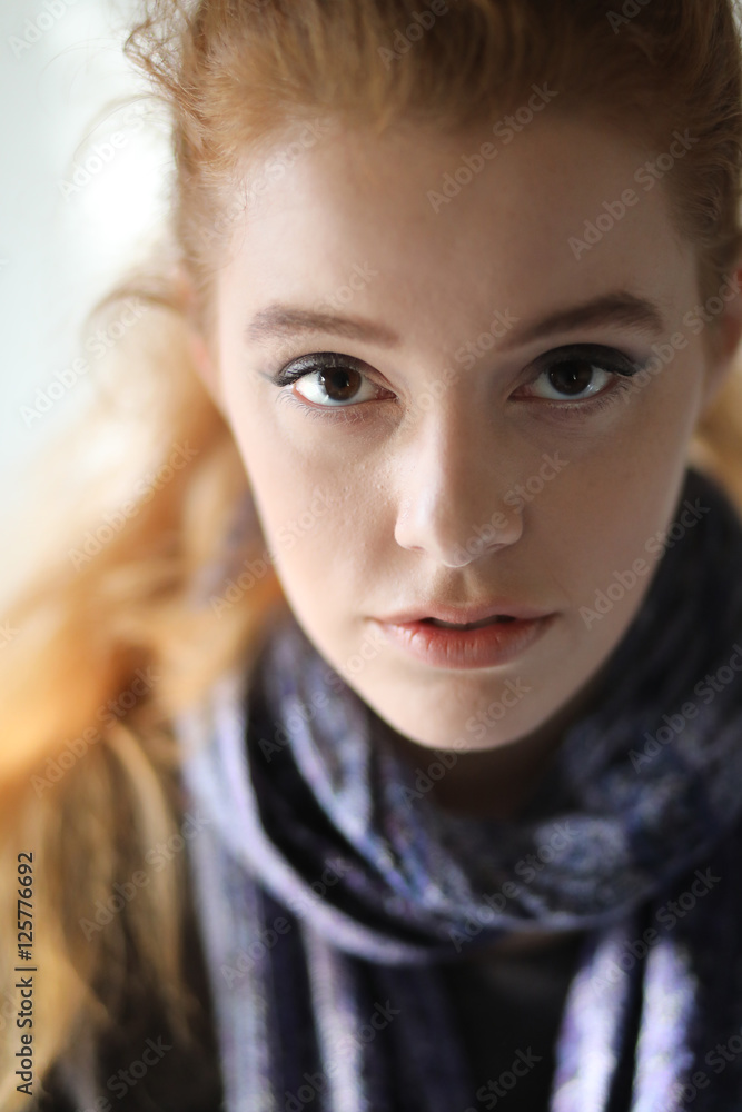 Red Haired Woman in Purple Scarf Red Haired Woman in Purple Scarf