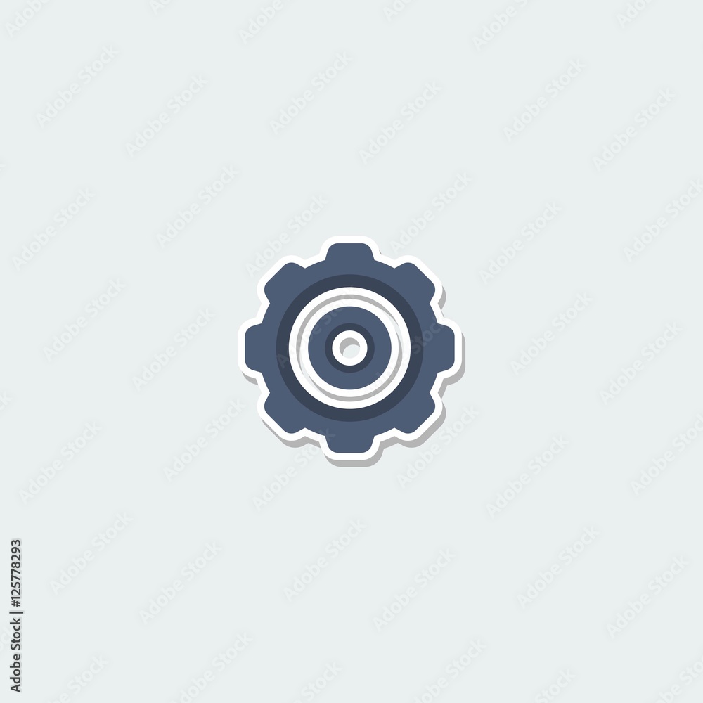 Obraz premium Science symbol - machine gear. Cogwheel and development, science research colorful single icon. Basic element for web isolated on white background vector illustration in flat design.