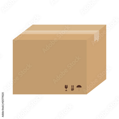 carton box icon with package symbols over white background. vector illustration