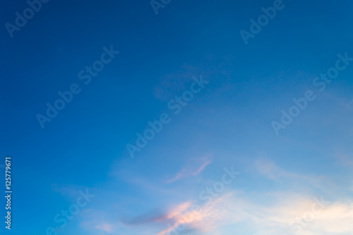 Sunset clouds white soft in the vast blue sky