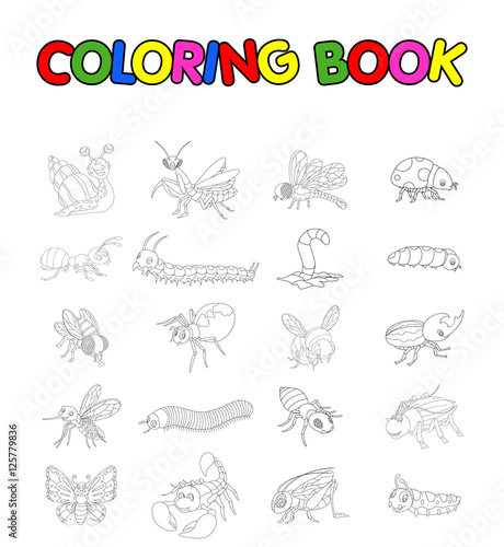 coloring book with collection of insects