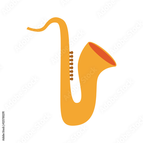 yellow saxophone musical instrument icon over white background. vector illustration