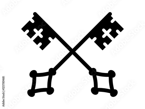 Crossed keys of heaven flat icon for apps and websites