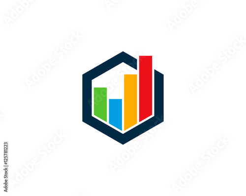 Business Hexagon Stats Logo Design Template