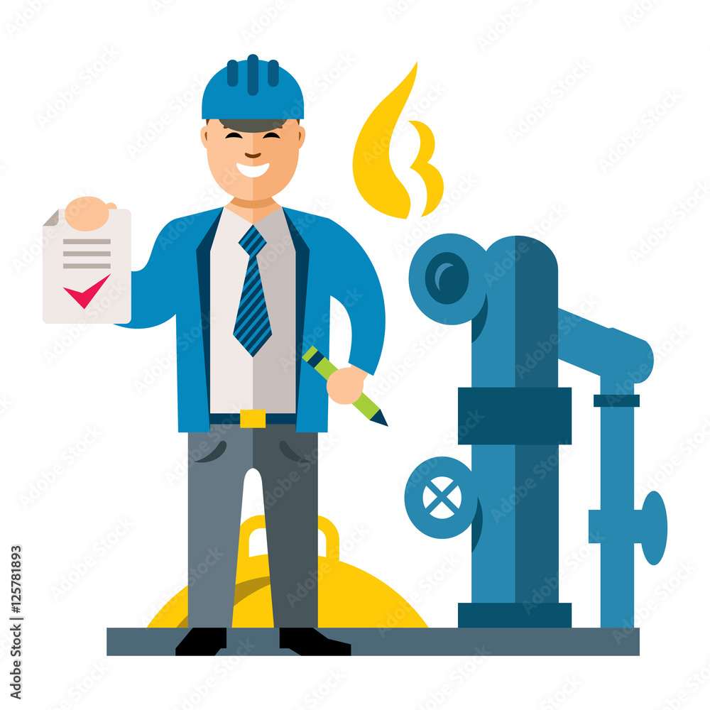 Vector Gas Manager. Flat style colorful Cartoon illustration.