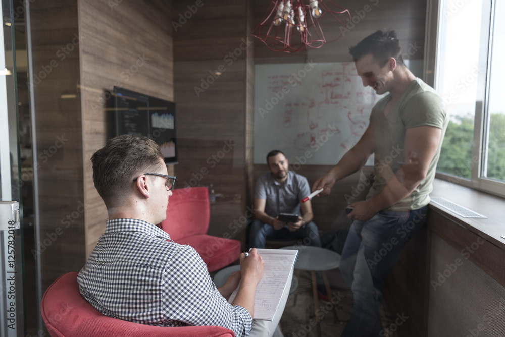 team meeting and brainstorming in small private office team meeting and brainstorming in small private office
