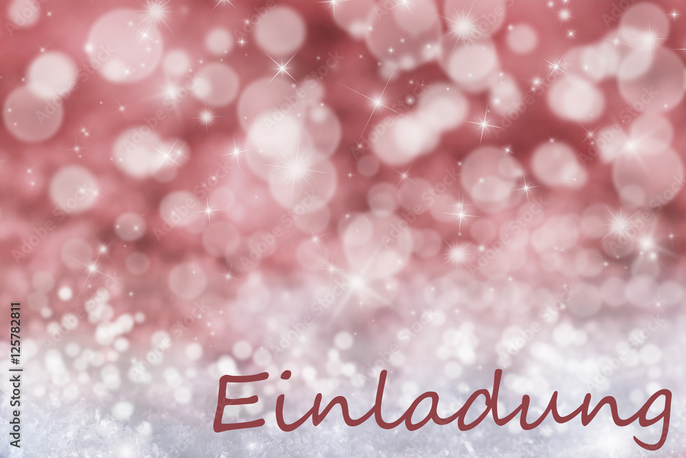 Red Bokeh Christmas Background, Snow, Einladung Means Invitation Red Bokeh Christmas Background, Snow, Einladung Means Invitation