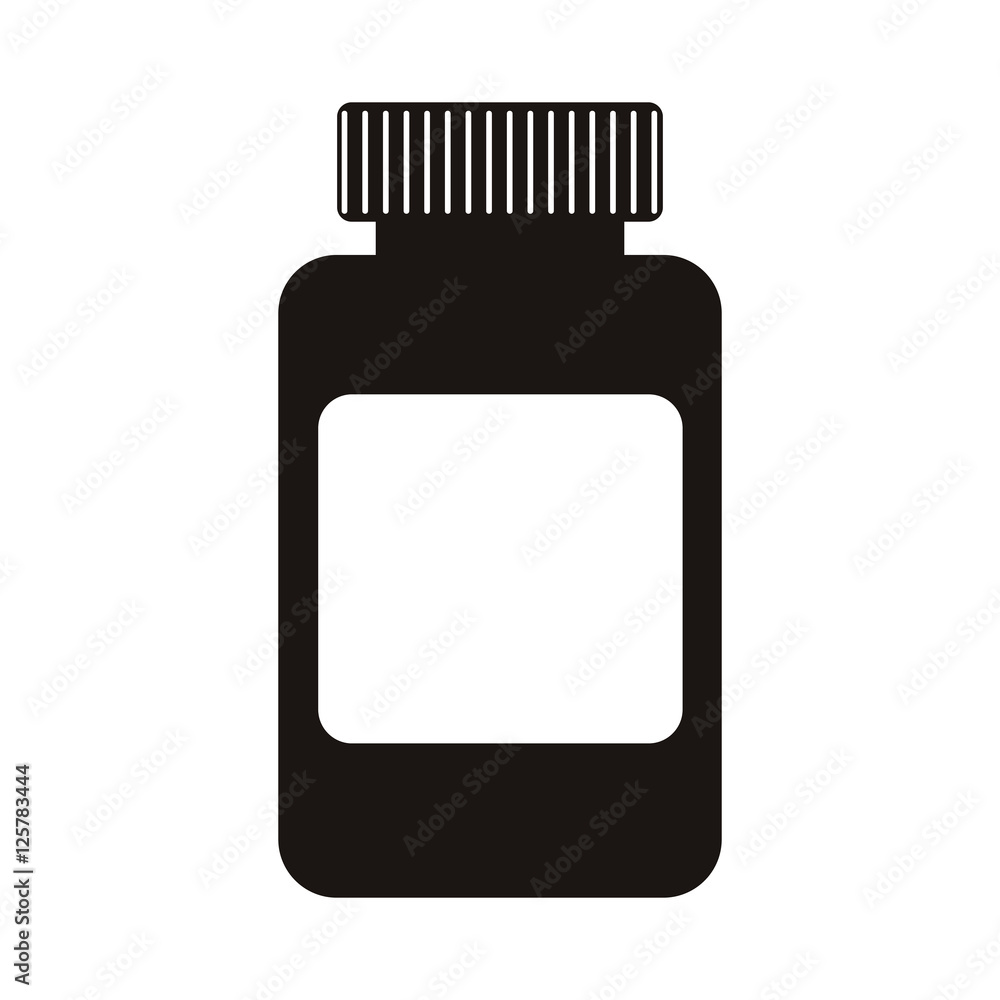 Fototapeta premium silhouette of medicine bottle container icon over white background. vector illustration