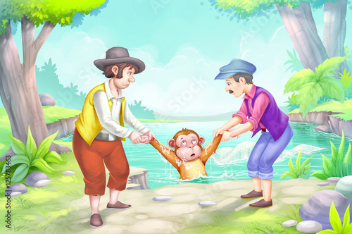 The monkey and the fisherma...