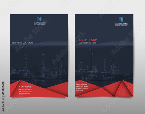 Red geometric triangle shapes on polygonal background.Brochure template layout, cover design annual report, magazine,Leaflet,presentation background flyer or booklet in A4 with Vector Illustration.