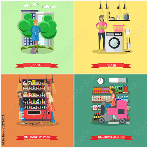 Vector set of cleaning service concept banners