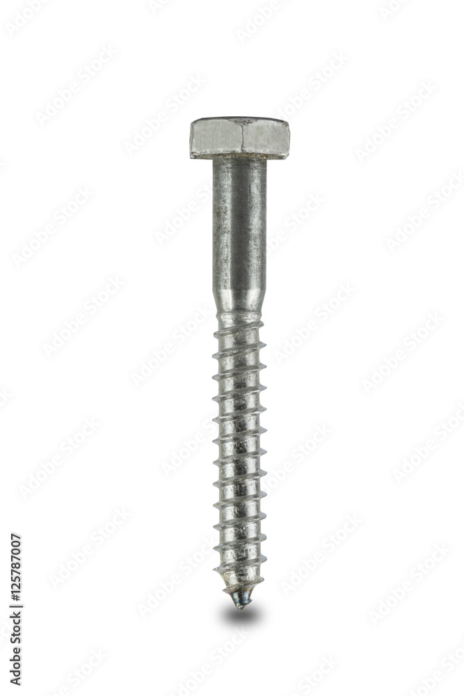 Close-up screw isolated on white background