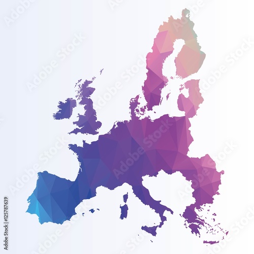 Fototapeta Polygonal euro map
