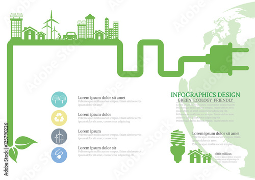 Ecology connection electrical plug concept background . Vector i