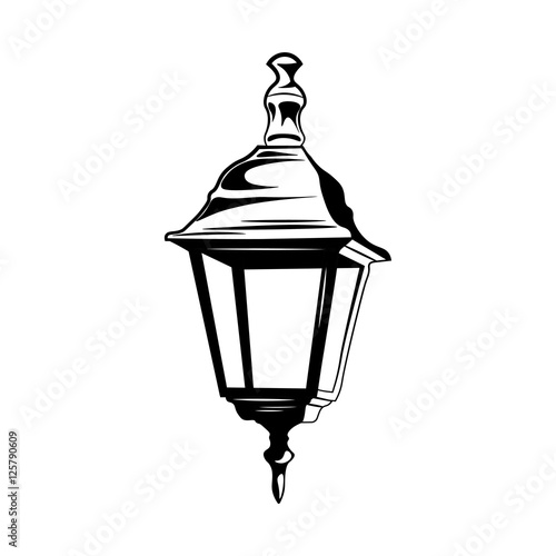 decorative vintage street lamp isolated on white. Retro light.