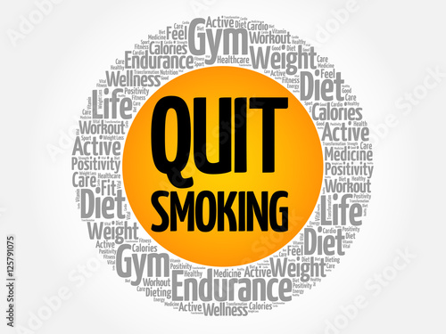 Quit Smoking word cloud collage, health concept background