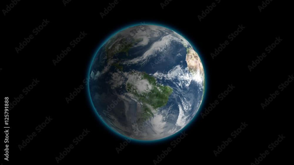 Realistic Earth Rotating on Black (Loop). Globe is centered in frame, with correct rotation in seamless loop. Texture map courtesy of NASA. Realistic Earth Rotating on Black (Loop). Globe is centered in frame, with correct rotation in seamless loop. Texture map courtesy of NASA.