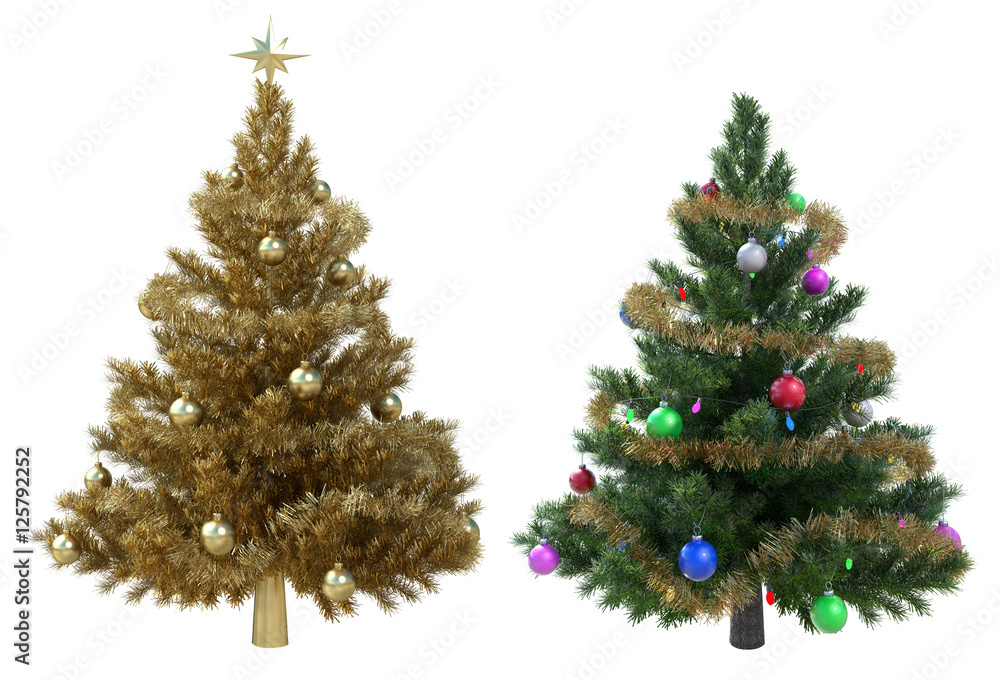 Christmas Trees isolated on White Background. 3D illustration