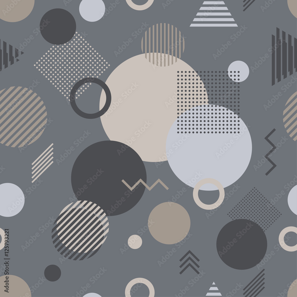 Seamless vector background with abstract geometric pattern. Trendy geometric elements. Print. Repeating background. Cloth design, wallpaper.