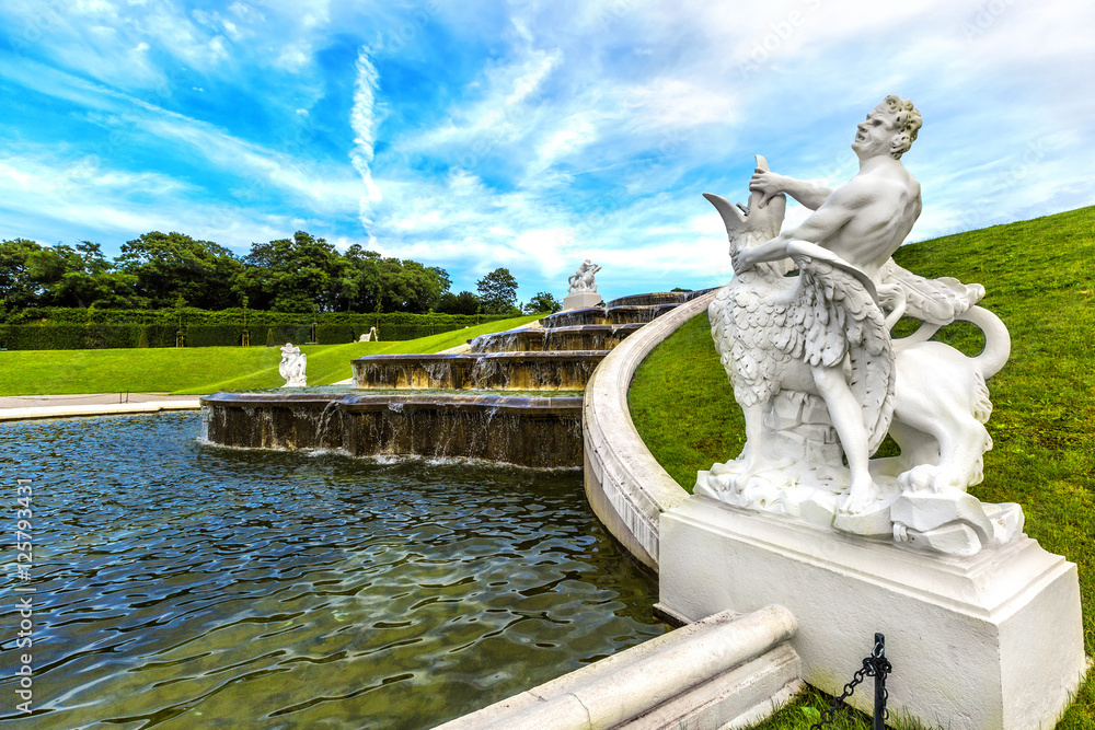 Fountain in Belvedere garden in Vienna, Austria