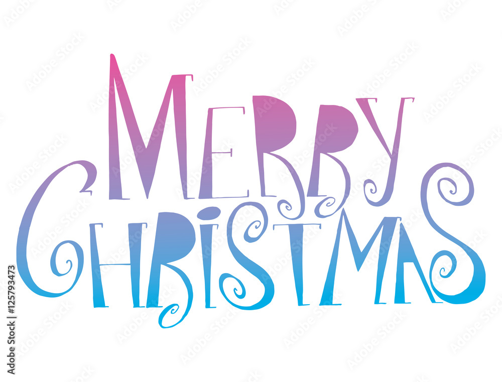 Obraz premium Vector inscription Merry Christmas. Cover title. Drawing by hand. Lettering. The words. Letters. Capital letters. Doodle.