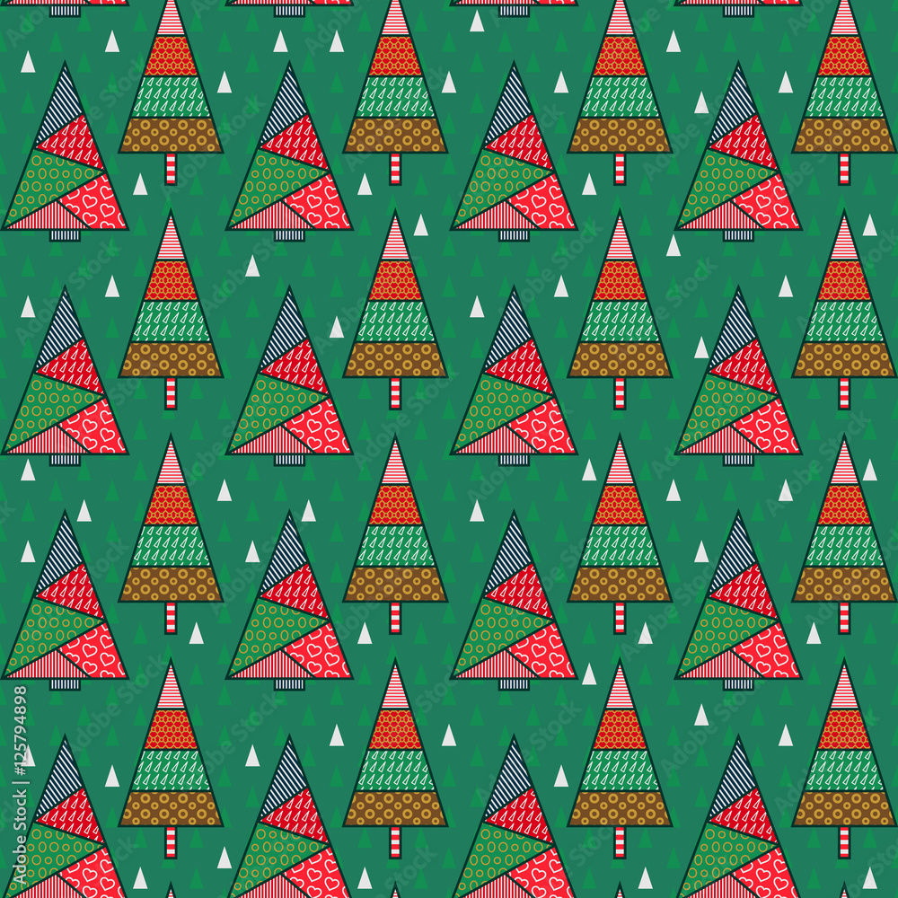 Vector seamless pattern with abstract christmas tree. Template background for greeting card, scrapbooking, congratulations, invitations, wrapping paper. Xmas stylized holiday symbol. Vector seamless pattern with abstract christmas tree. Template background for greeting card, scrapbooking, congratulations, invitations, wrapping paper. Xmas stylized holiday symbol.