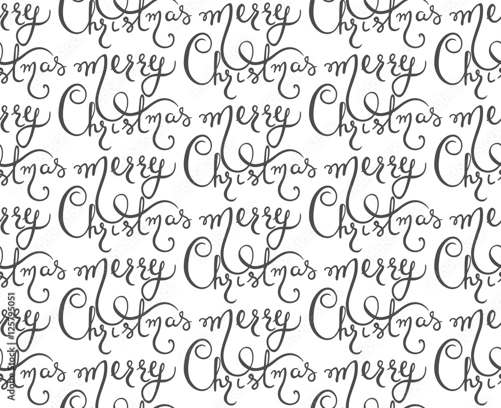 Vector seamless pattern with Merry Christmas lettering.