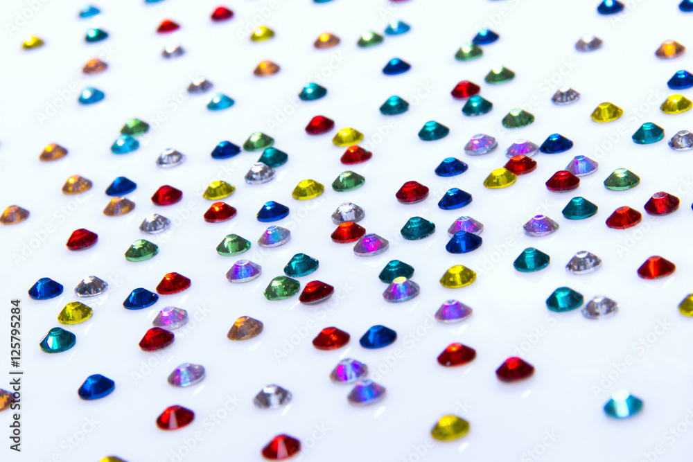 Precious sparkling rhinestones blue green red and yellow colors