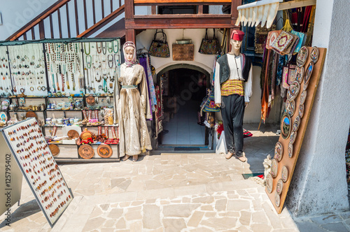 Traditional clothes. Bazaar in Mostar, Bosnia and Herzegovina.