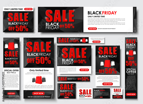 Set of web banner for Black Friday sales, standard sizes