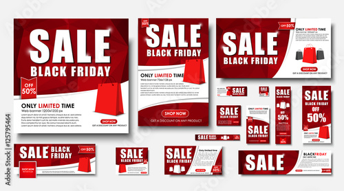 Set of web banner for Black Friday sales, standard sizes