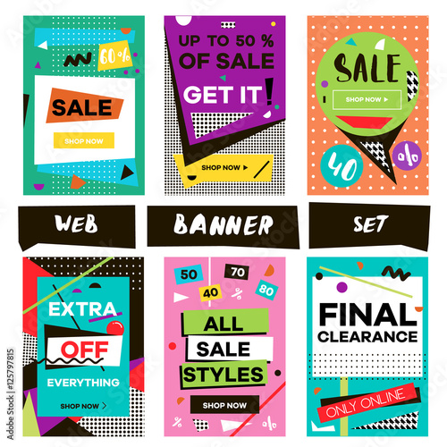 Media banners for online shopping, mobile website banners, posters, email and newsletter designs. Vector creative sale banners template with hand drawn elements. Eyecatcher bunners set