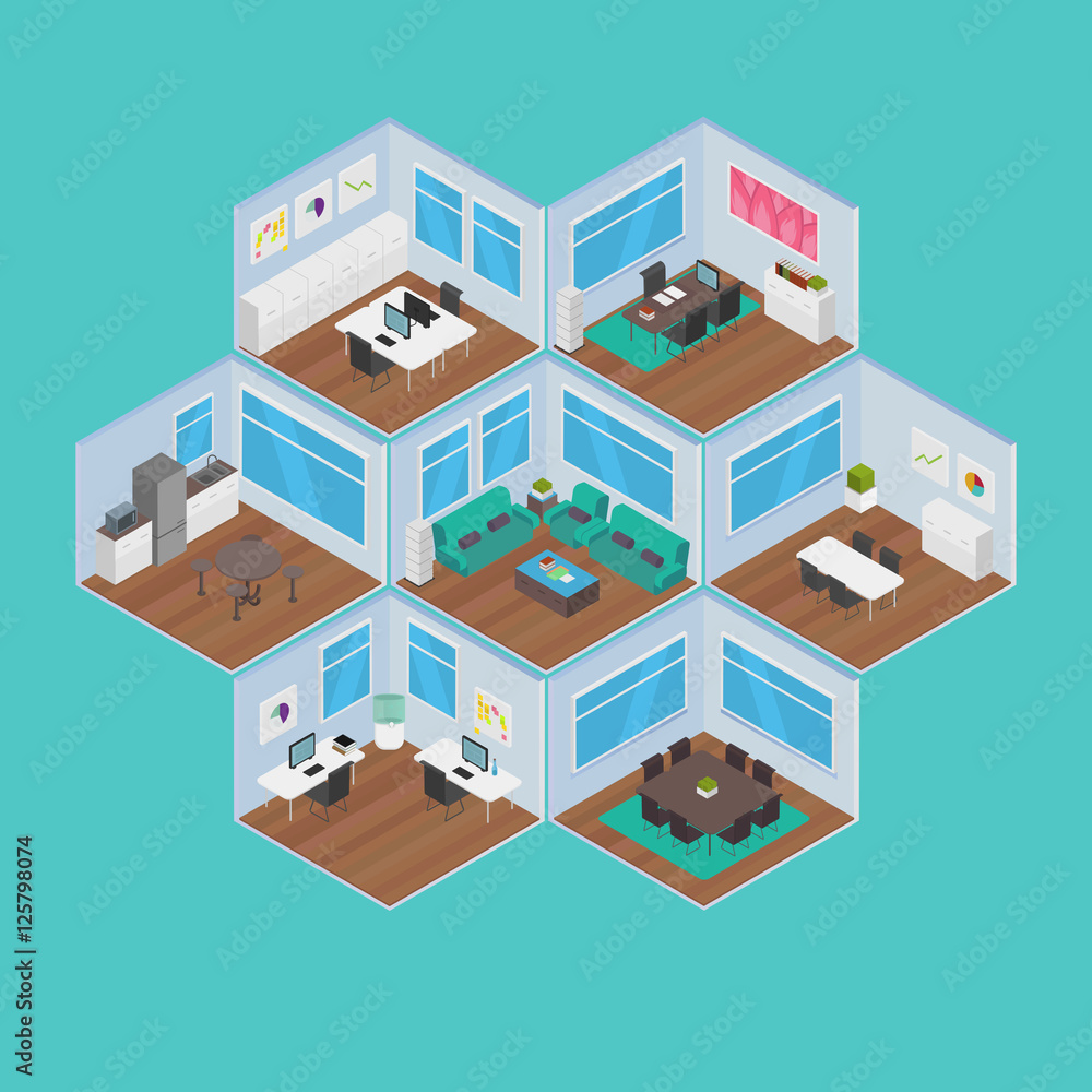 Isometric Office vector illustration Isometric Office vector illustration