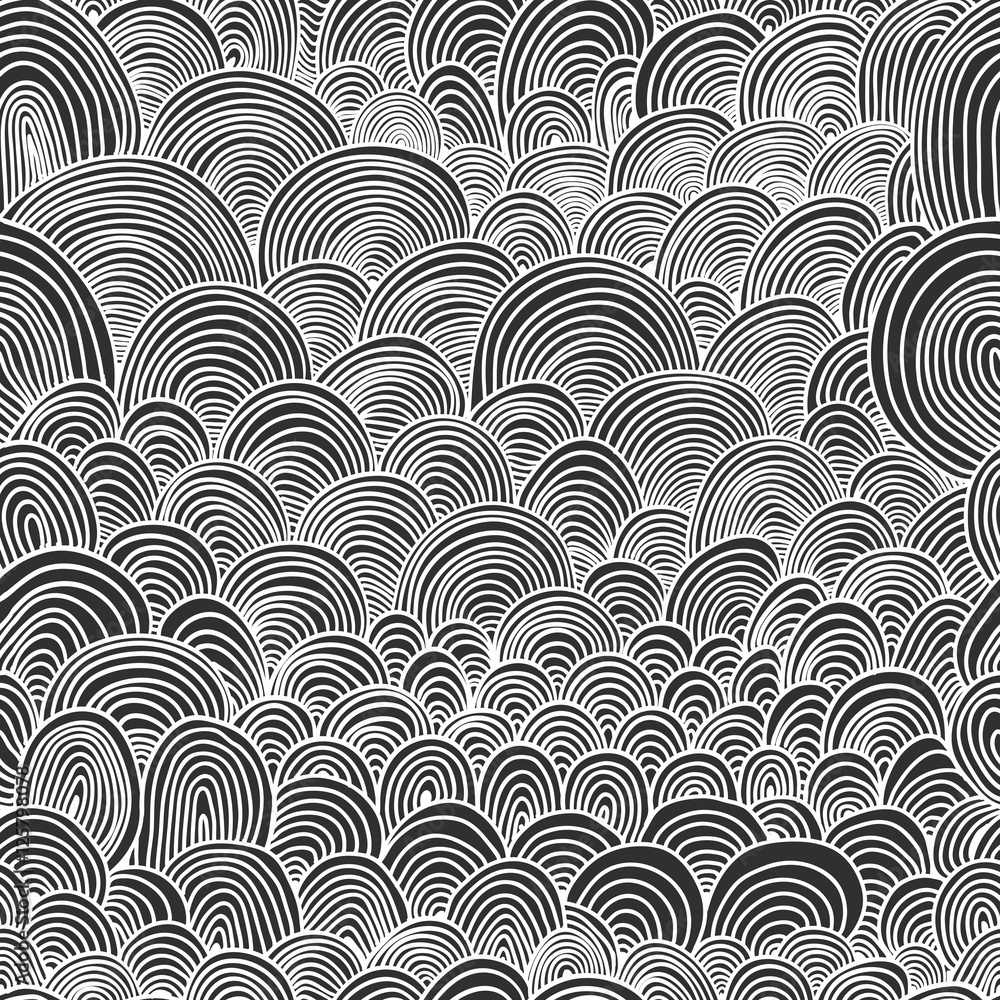 Seamless pattern with circular, radial, linear, wavy lines. Sea, Seamless pattern with circular, radial, linear, wavy lines. Sea,