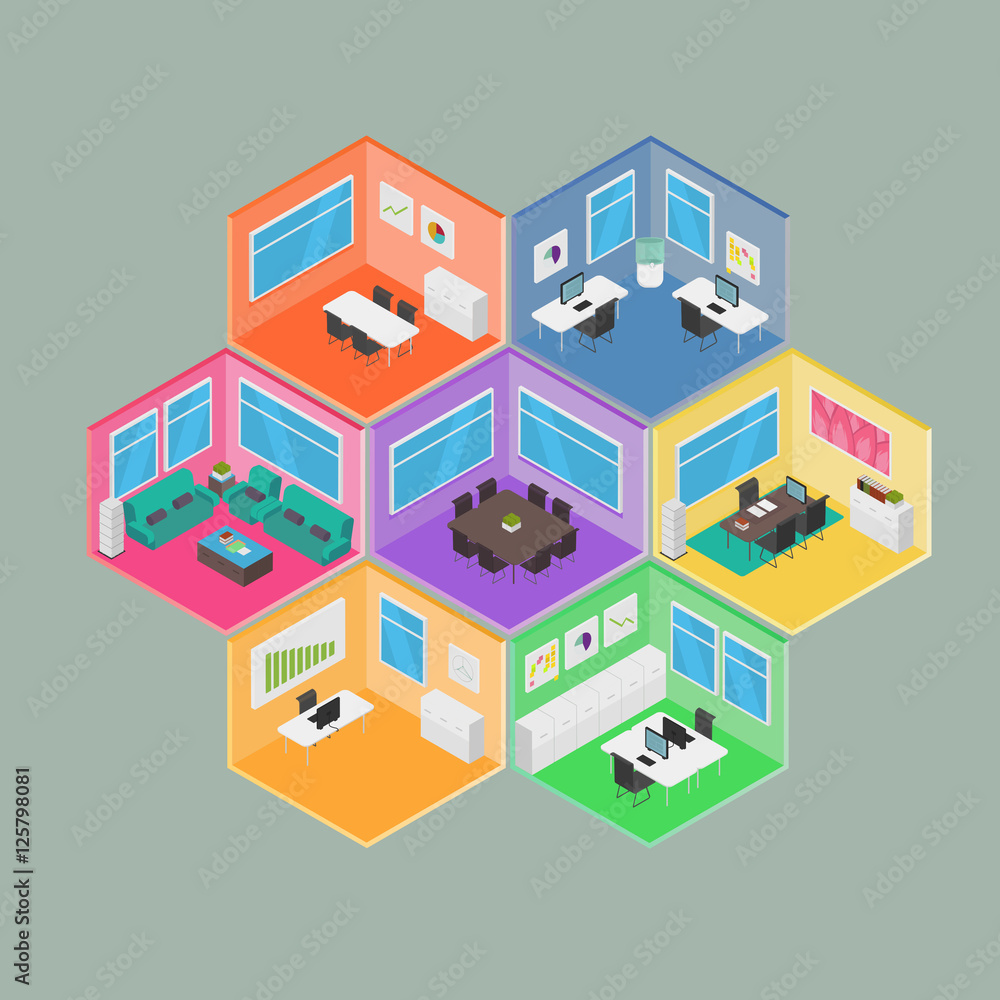 Isometric Office vector illustration Isometric Office vector illustration