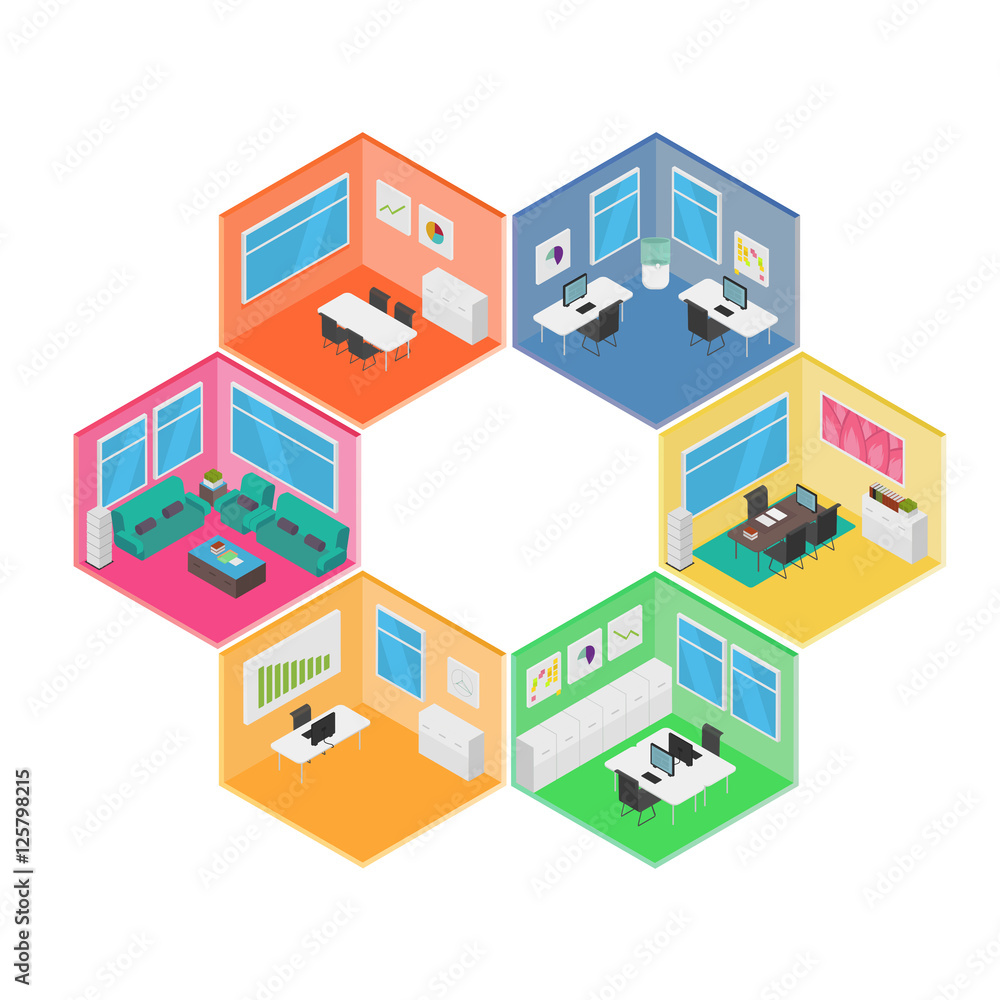 Isometric Office vector illustration Isometric Office vector illustration