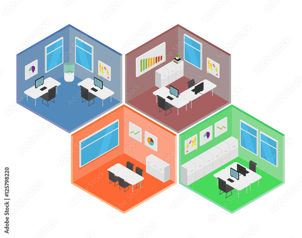 Isometric Office vector illustration Isometric Office vector illustration