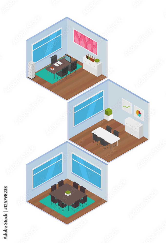 Isometric Office vector illustration