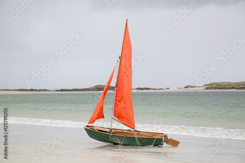 Sailing Boat on Glassillaun Beach, Connemara; Galway photo