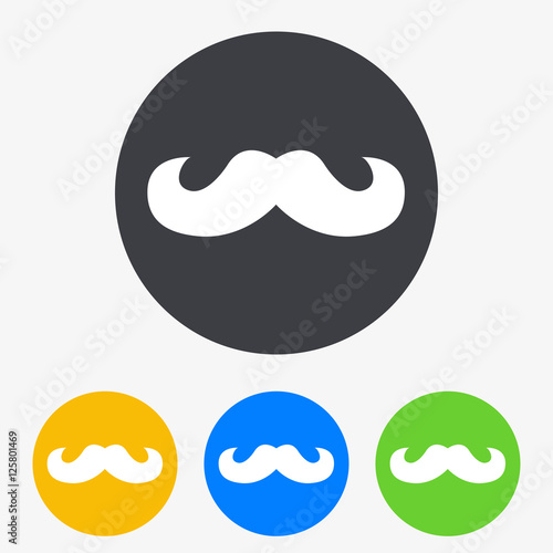 Icono plano bigote en circulo varios colores