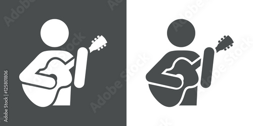 Icono plano guitarrista gris