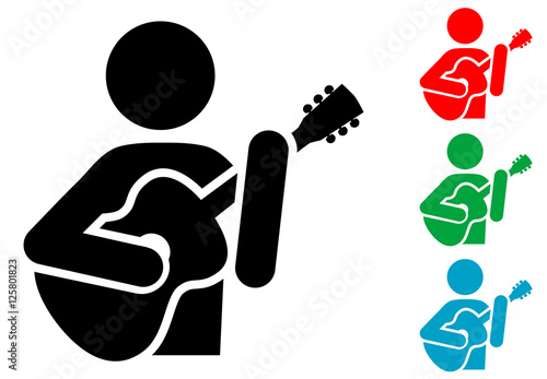 Icono plano guitarrista varios colores